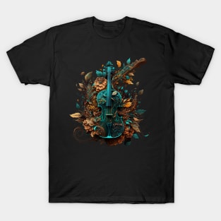 Nature's Symphony: Floral Violins and Rococo Elegance #3 T-Shirt